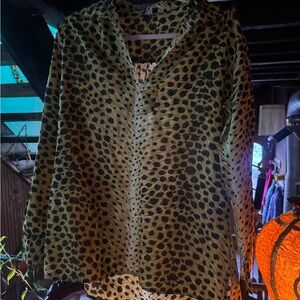 Leopard Print Sheer Blouse